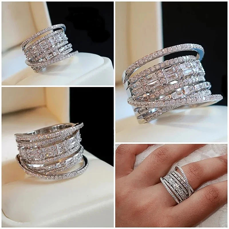 Brilliant Multilayered Wide Ring