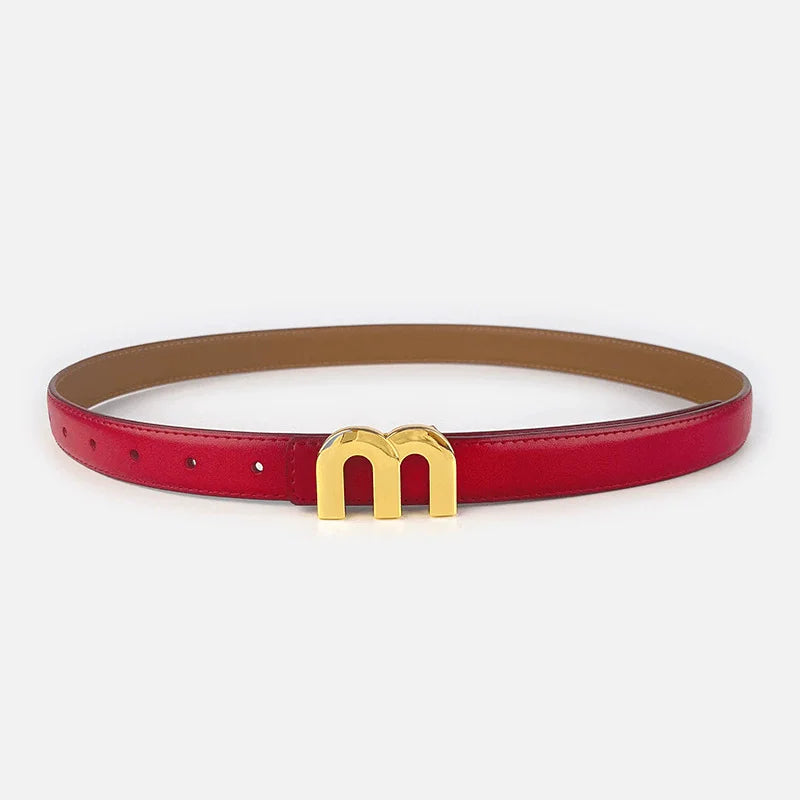 2025 New Thin 2.5cm Belts for Women Girls Fashion Waist Belt Cowhide Leather MetalBuckle Belt Leisure Dress Jeans Waistband