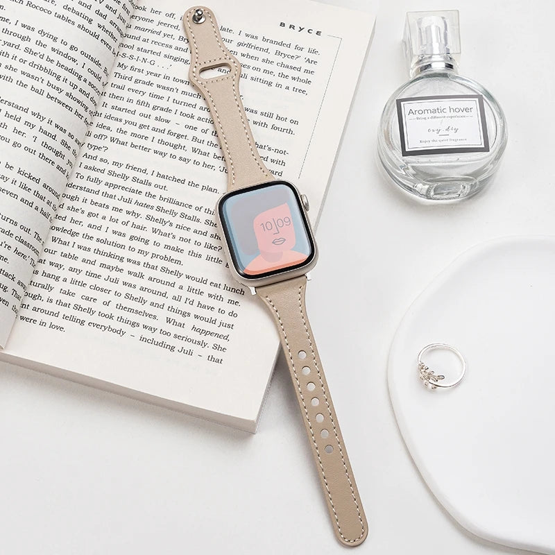 April - Slim Leather Strap for Apple Watch