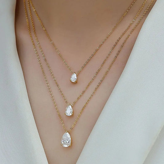 KNOBSPIN 1-5ct Pear Cut Moissanite Pandent Necklace GRA Certified 925 Sterling Silver Plated 18k Gold Dainty Necklaces for Women