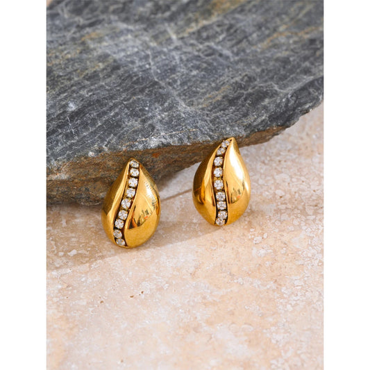 Remy - Water Drop 18k Gold Plated Stud Earrings Tarnish Resistant