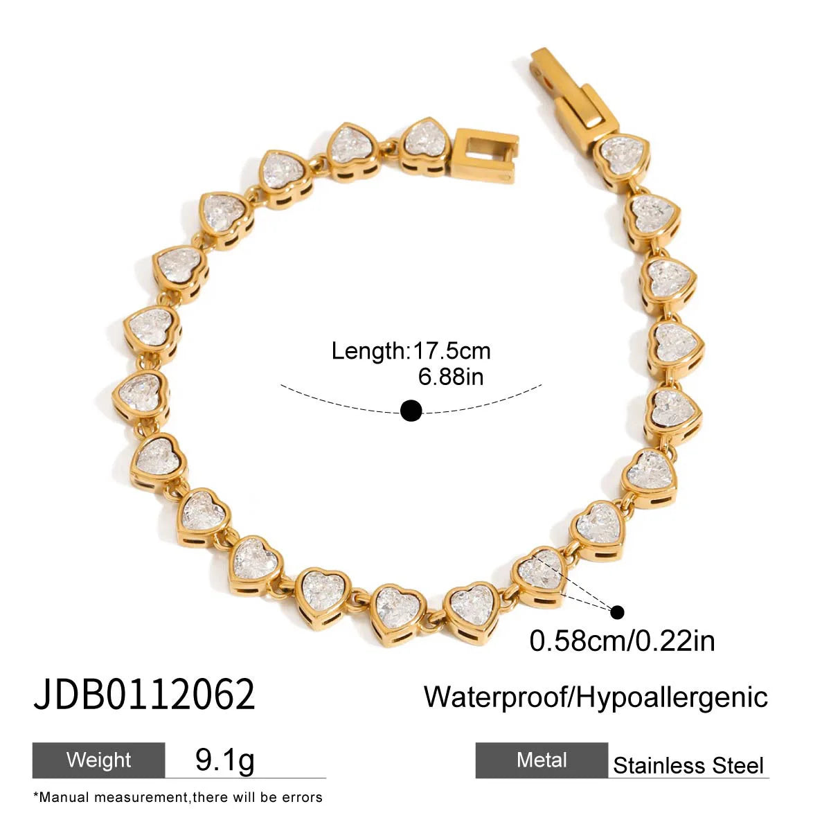 Ars Gold Plated Stainless Steel Chain Bracelets for Women Tennis Bracelet Dainty Geometric Zircon Bracelet Everyday Bracelets