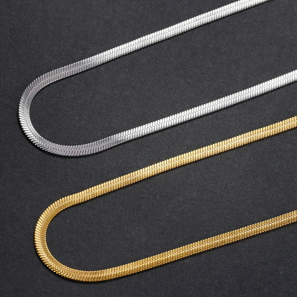 925 sterling silver Gold Herringbone Chain Necklace