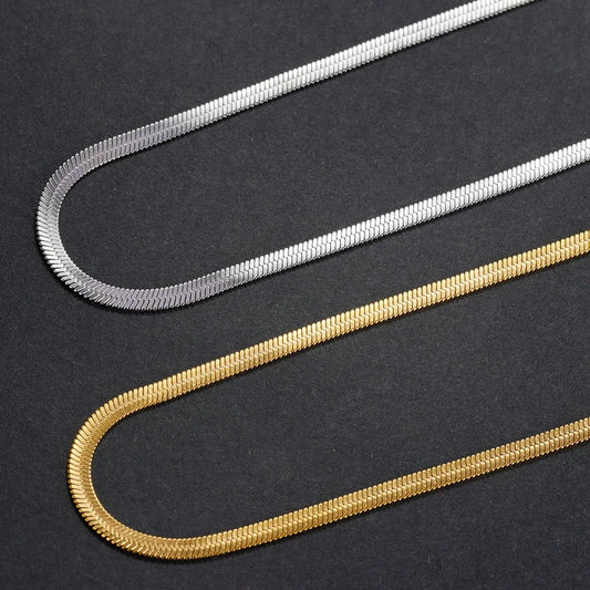 925 sterling silver Gold Herringbone Chain Necklace
