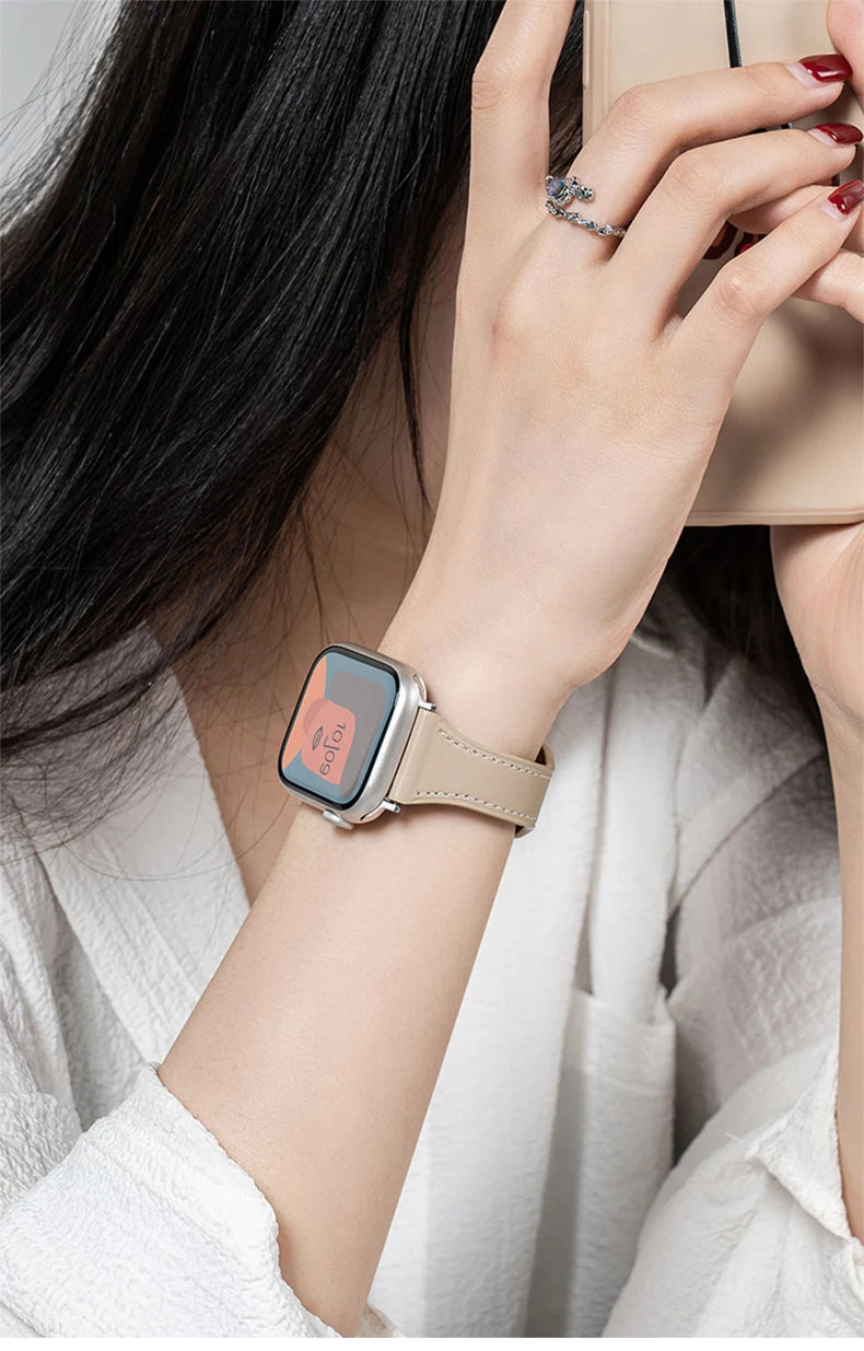 April - Slim Leather Strap for Apple Watch