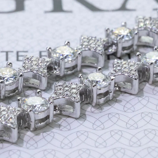 ICEBLING S925 Sterling Silver Moissanite Star Tennis Chain Hip Hop 6mm Iced Out VVS Charm Bracelet with GRA Certificate