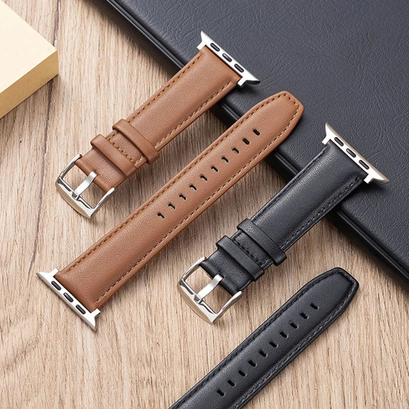 Leather Watch Band for Apple Watch iWatch series 8 7 6 5 4 3 Se