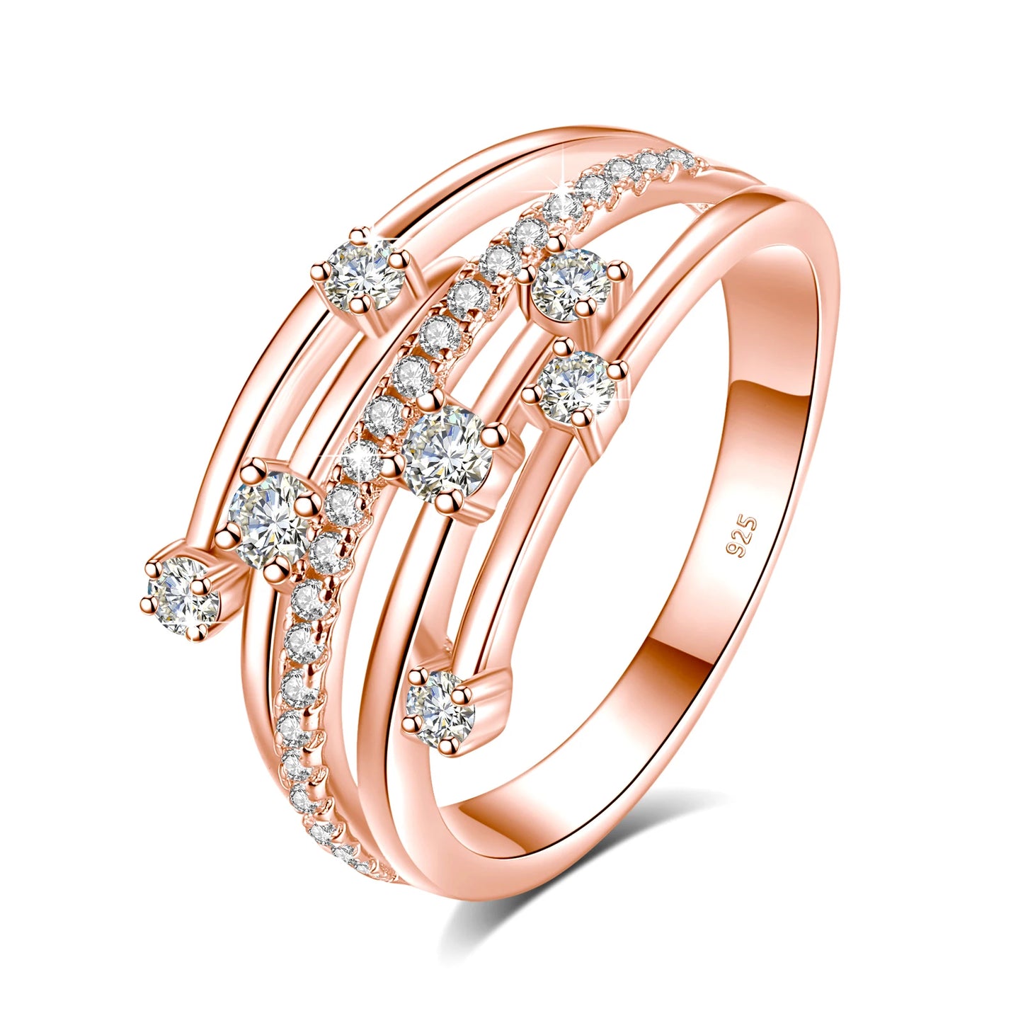 Certificated Moissanite Rings For Women Solid 925 Sterling Silver Eternity Band Wedding Jewelry Gift For Girl Pass Diamond Test