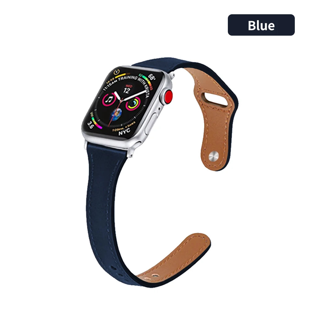 April - Slim Leather Strap for Apple Watch