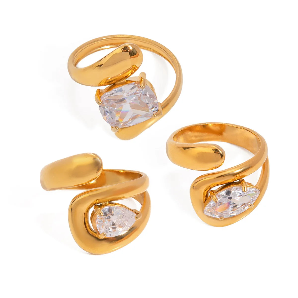 Stainless Water Drop Rings - 18K Gold Plated