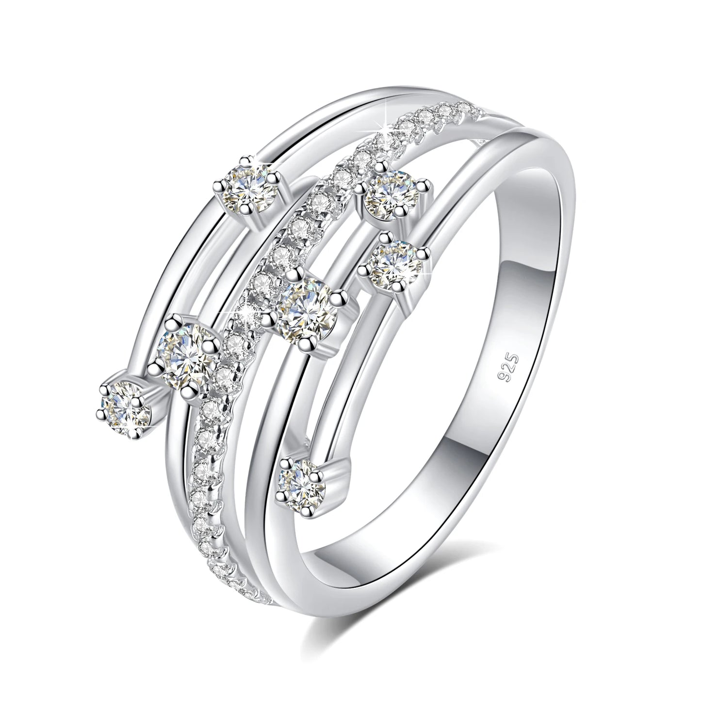 Certificated Moissanite Rings For Women Solid 925 Sterling Silver Eternity Band Wedding Jewelry Gift For Girl Pass Diamond Test