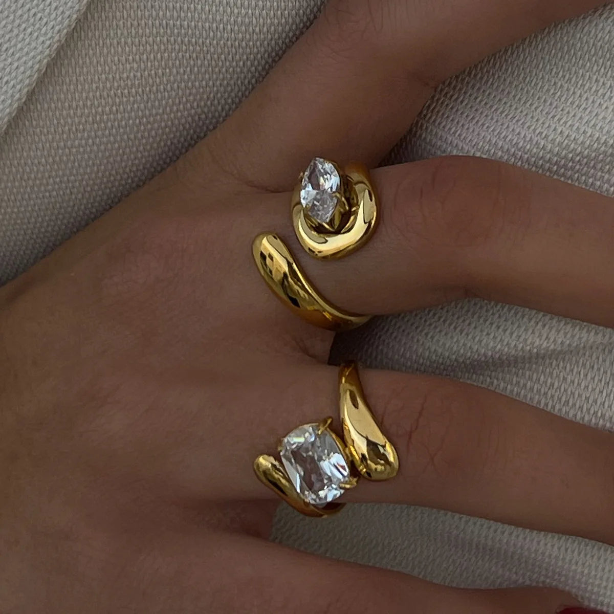 Stainless Water Drop Rings - 18K Gold Plated