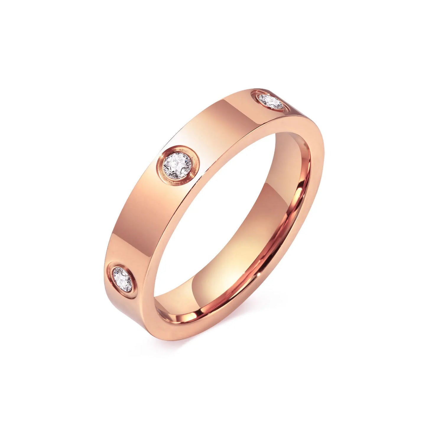 18K Gold Plated Stainless Steel Crystal Zircon Ring