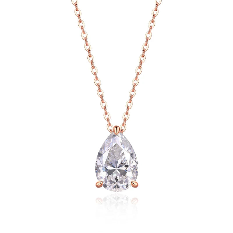 KNOBSPIN 1-5ct Pear Cut Moissanite Pandent Necklace GRA Certified 925 Sterling Silver Plated 18k Gold Dainty Necklaces for Women