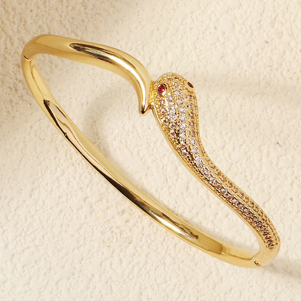 Stainless Golden Snake Zirconia Bracelet