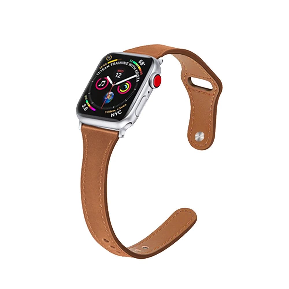 April - Slim Leather Strap for Apple Watch
