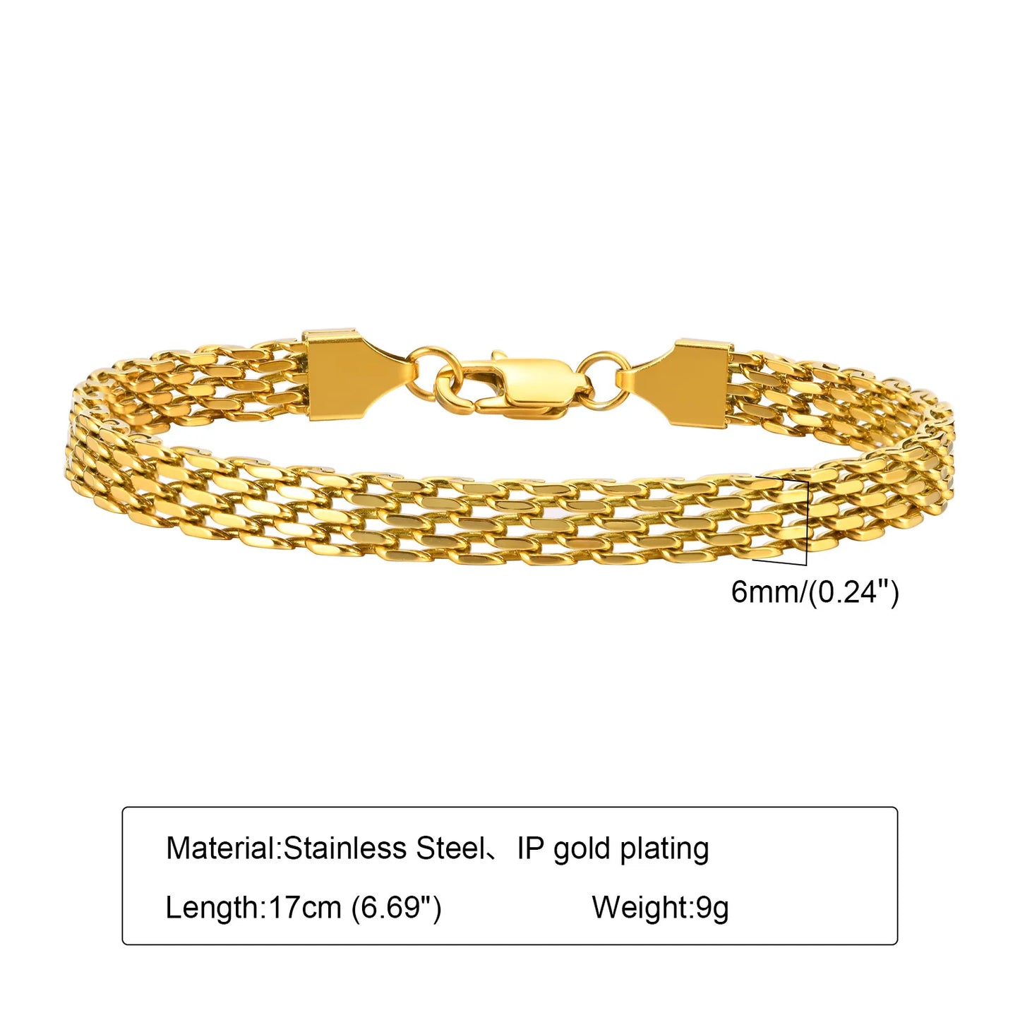 Jenny - Stainless Chain Bracelet, 18k PVD Gold Plated