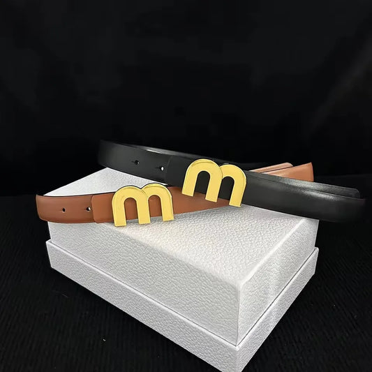 2025 New Thin 2.5cm Belts for Women Girls Fashion Waist Belt Cowhide Leather MetalBuckle Belt Leisure Dress Jeans Waistband