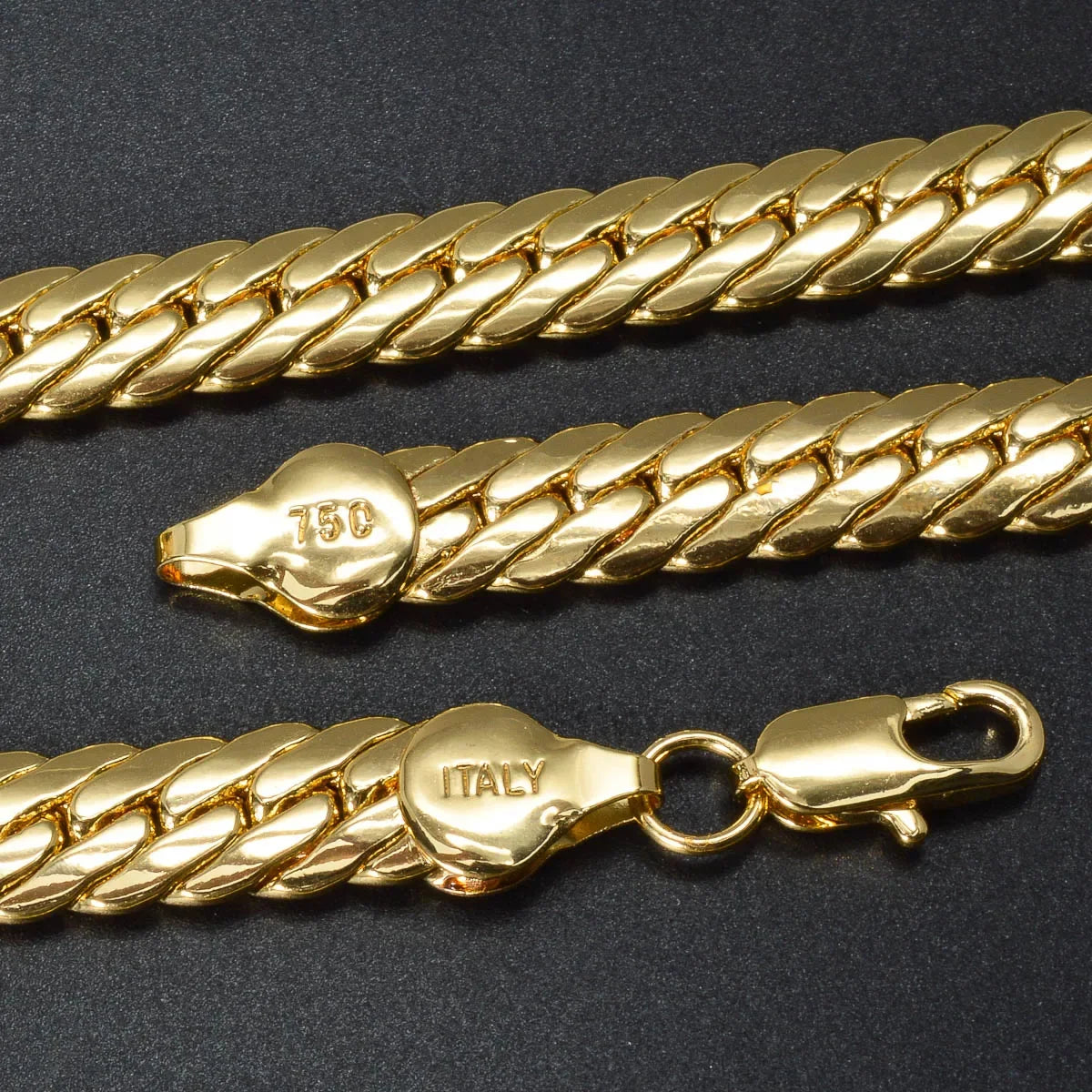 Italy 750 18k gold plated Snake Chain luxury Copper Necklace For Man Jewelry Women Neck Accessories For Friends Gifts