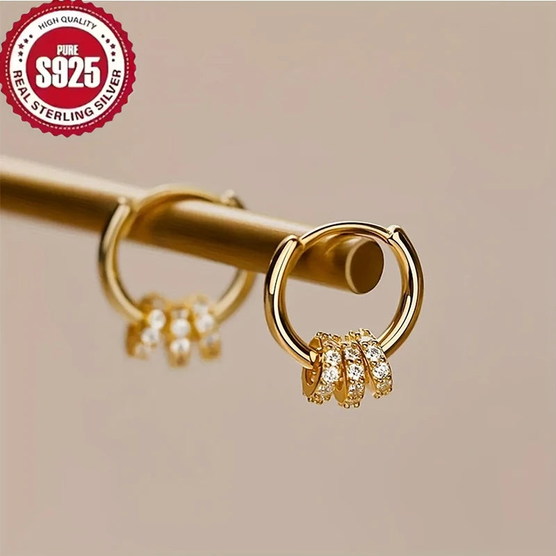 Vera - 925 Sterling Silver Gold Plated Hoop Earrings