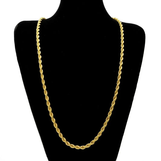Hot y2k 18K Gold Necklace 3MM Twisted Rope Twist Electroplating Chain for Men Women Wedding Jewelry Gifts