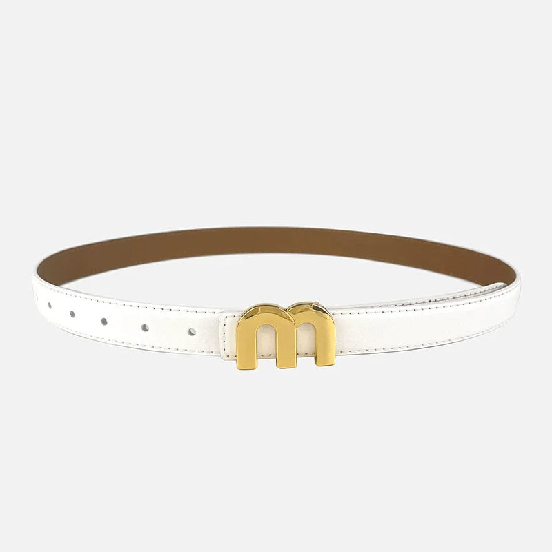 2025 New Thin 2.5cm Belts for Women Girls Fashion Waist Belt Cowhide Leather MetalBuckle Belt Leisure Dress Jeans Waistband