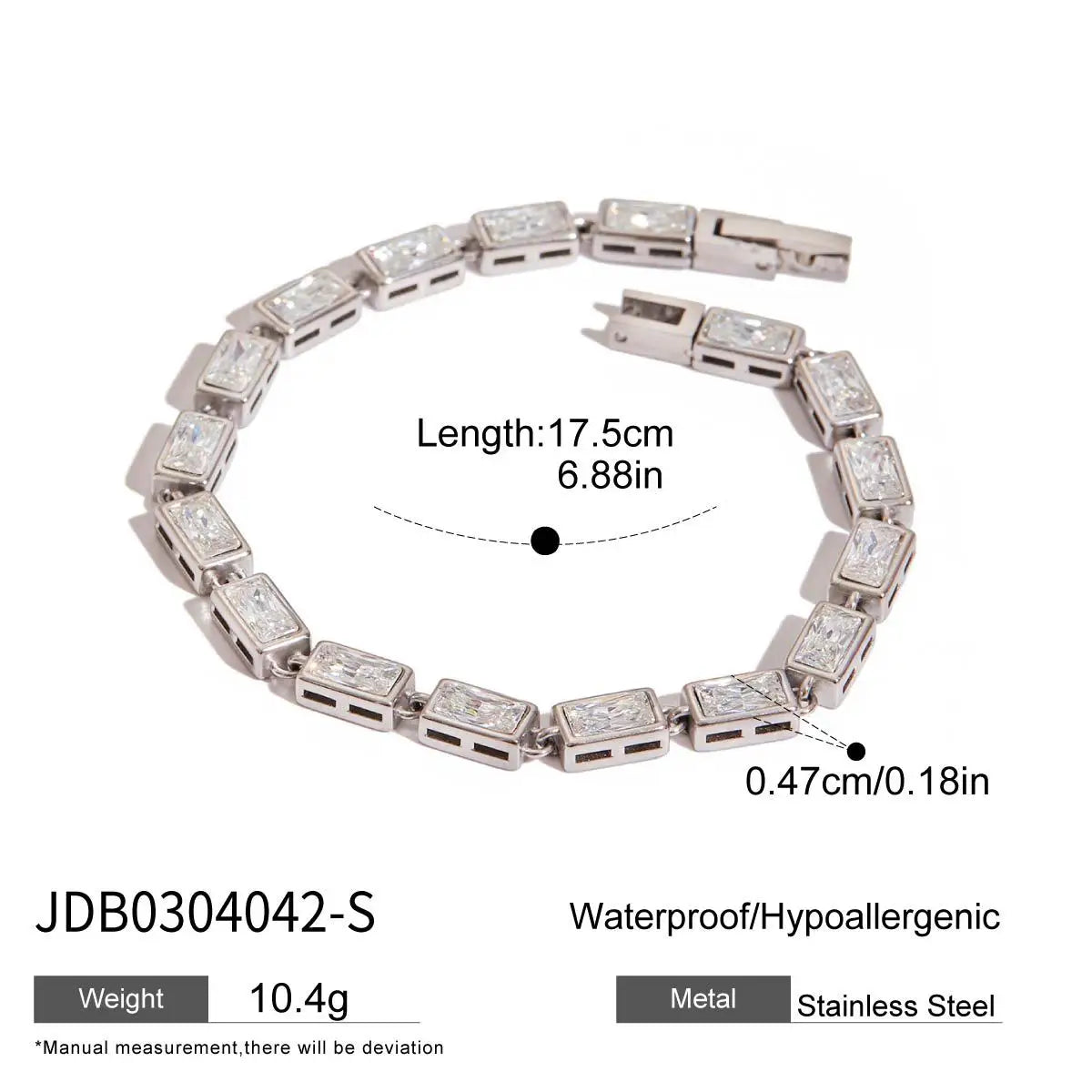 Ars Gold Plated Stainless Steel Chain Bracelets for Women Tennis Bracelet Dainty Geometric Zircon Bracelet Everyday Bracelets