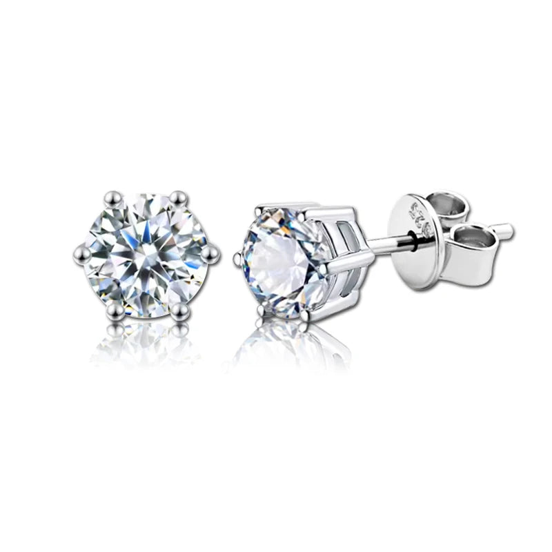 2 GRA Certificates Moissanite Studs Earrings Pass Diamond tester Pen For Men Women 925 Silver 18K Plated Wedding Gemstone