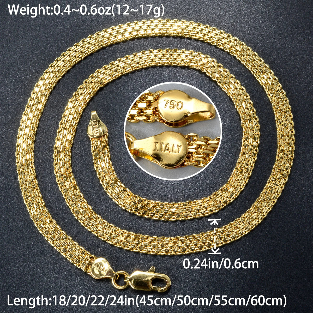 Italy 18k gold plated Milan Chain Necklace