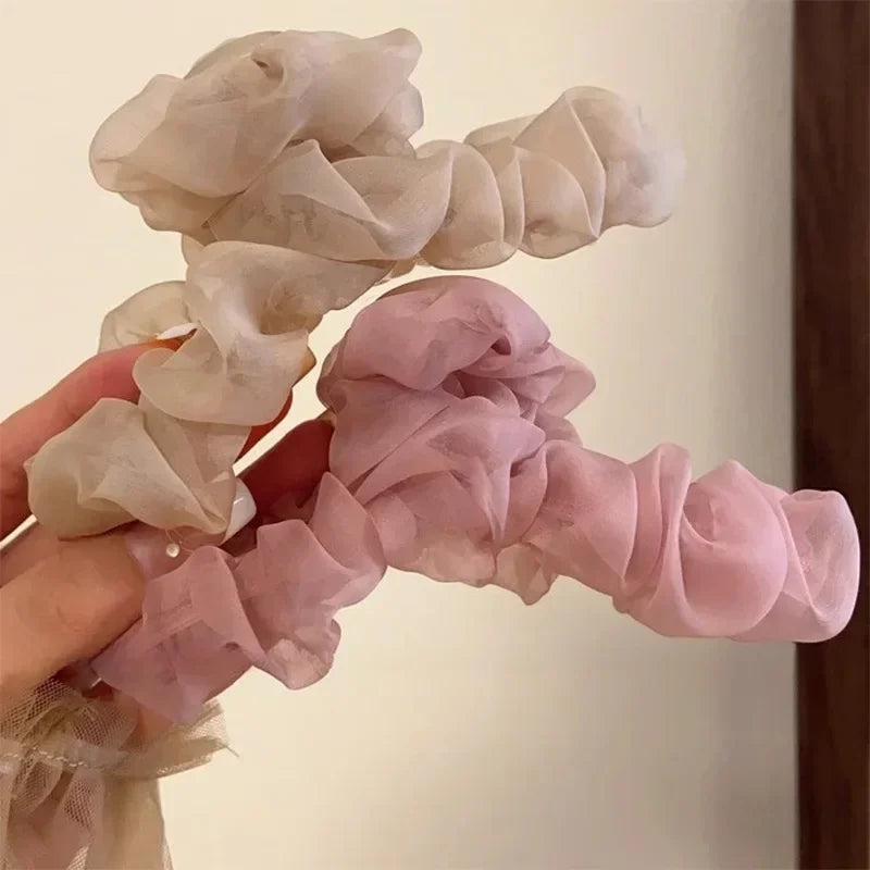 Large Mesh Hairpin Temperament Elegant Women Hair Claw Clips Princess Headdress Fashion Grab Clip Female Hair Accessories 2024