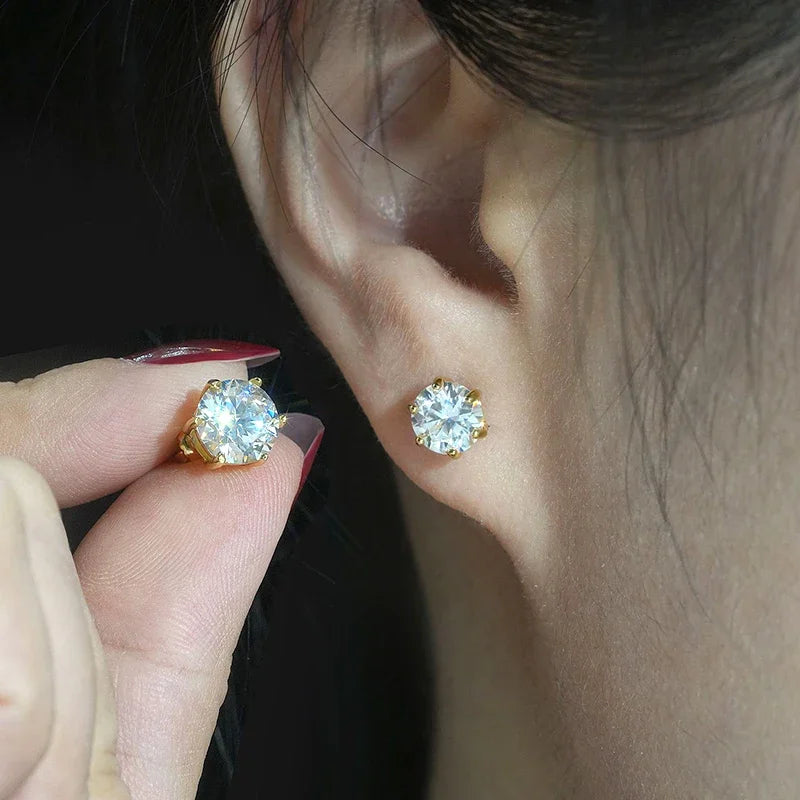 2 GRA Certificates Moissanite Studs Earrings Pass Diamond tester Pen For Men Women 925 Silver 18K Plated Wedding Gemstone