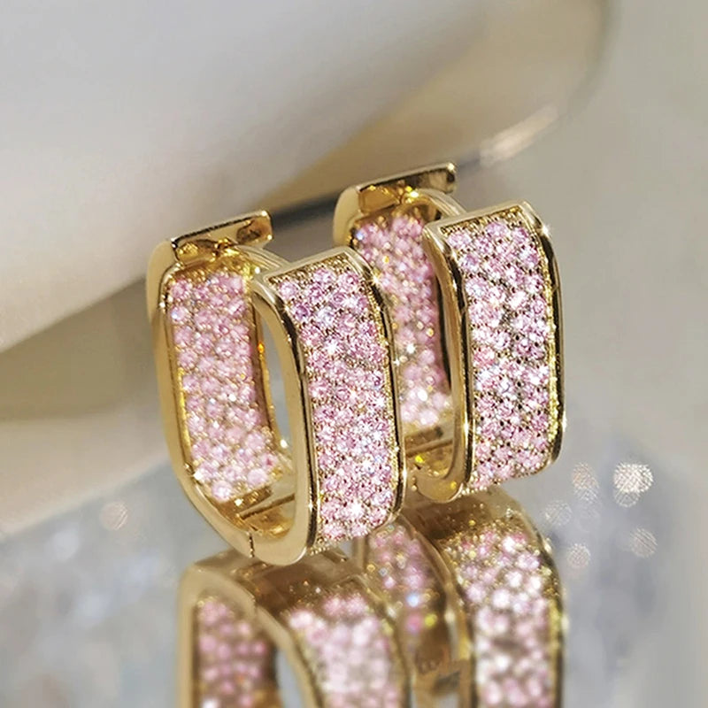 Paved CZ Hoop Earrings