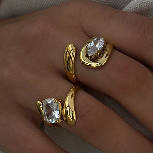 Stainless Water Drop Rings - 18K Gold Plated